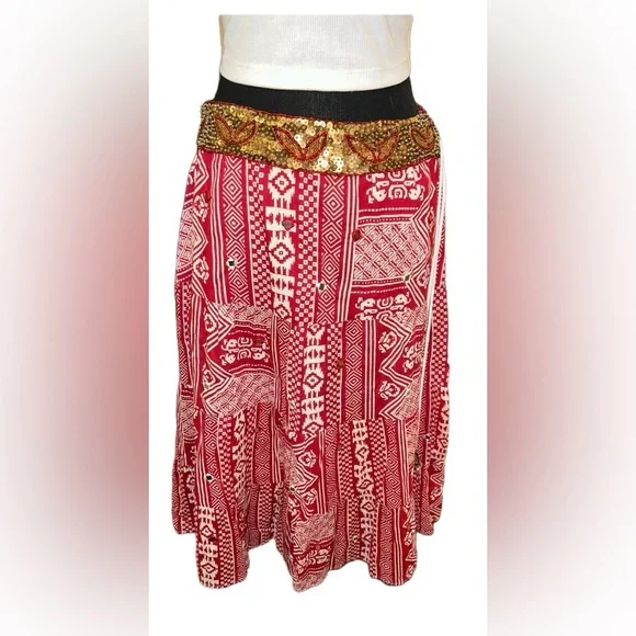 ✌🏻COACHELLA FESTIVAL VIBES!! TWENTY-ONE GORGEOUS FLOWING SEQUINED BOHO SKIRT - Picture 12 of 15
